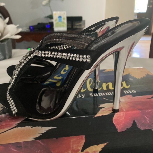 NIB Italina by Summer Rio Black & Silver Sandals - Picture 3 of 5